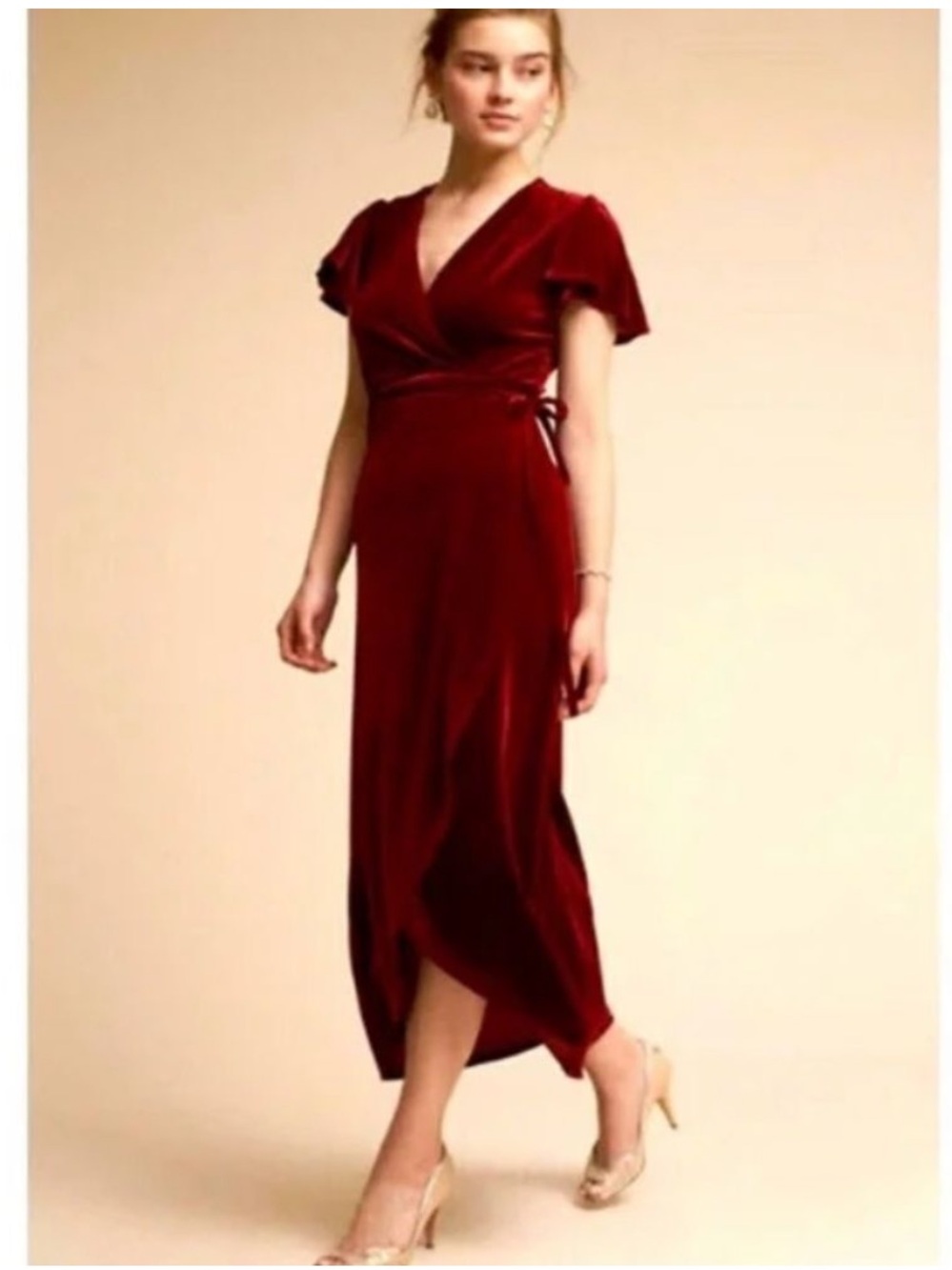 BHLDN Anthropologie Thrive Velvet Wrap Dress